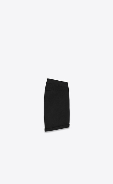 Military shorts in cotton and linen gabardine